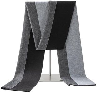 Lallier Men's Merino Wool Scarf, Long Winter Neckwear with Gift Box (Gray Stripe)