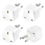 LUKELI 4 Pack UK to Switzerland Plug Adapter Swiss Adaptor Plug- Compact & Lightweight for Travel Plug Adapter UK to Swiss, Jordan, Liechtenstein, Madagascar, Rwanda (White 4 Pack)