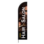 Above All Advertising Hair Salon Feather Flag Banner, Outdoor Business Advertising Swooper Flag Banner Sign - Pre Printed Entrance Feather Flag Stake Pole Kit Hardware, 15ft