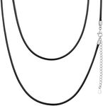 3mm Braided Rope Chain 24 Inch Faux Leather Chain Men's Leather Necklaces Necklace with Sterling Silver Clasp