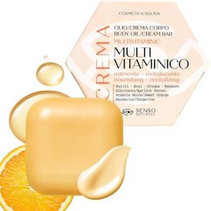 Senso Naturale Olio Corpo Solido Multivitaminico, Crema Rivitalizzante alla Vitamina C/E per Pelle Radiosa e Giovane, Idratante, Antiossidante, Antimacchie, 100% Naturale e Vegano