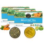 TEACURRY Belly Fat Tea, 3 Months Pack, 90 Tea Bags, Helps With Belly Fat, Water Weight, Bloating, Turmeric, 50 Grams