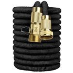 BINDAN Upgraded Best Expandable Garden Hoses, 25/50/75/100 FT No-Kink Flexible Water Hose, 3/4 Inch Solid Brass Fittings and Double Latex Core, Lightweight Easy Storage (25FT, Black)