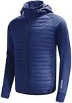 BALEAF Men's Running Jacket Lightweight Thumble Hole Warm Up Puffer Jacket Hybrid Thermal Coat Insulated Hiking Golf Blue XL