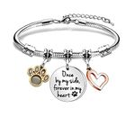 Maxforever Memorial Gifts, Loss of Pet Memorial Bracelet, Once by My Side Forever in My Heart, Memory of Family Pet Dog Cat Charm Bracelet