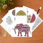 ToyMagic Mystical Mandala Coloring DIY Art & Craft Set|Includes 20 Printed Sheet for Coloring with 12 Sketch Pens|Creative Sets Learning & Activity Toy|Birthday Gift for Kids|Made in India