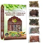 BrijBooti Reetha Amla Shikakai Bhringraj Hibiscus (Raw Form) for Hair 500 Gm (100g Each), natural (BMPL-1105)