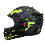 Steelbird SBH-17 Terminator ISI Certified Full Face Graphic Helmet in Matt Finish(Large 600 MM, Black Fluo Neon with Clear Visor)