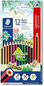 STAEDTLER - Noris colour 185 - Etui carton 12 crayons de couleur assortis en bois upcyclé + 1 crayon graphite 120-2 offert - 185 SET9
