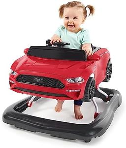 Bright Starts Ford Mustang 4-in-1 Red Baby Activity Center & Push Walker with Removable Interactive Steering Wheel -Toy, 6 Months and up