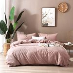 F.Y.Dreams 100% Washed Cotton Duvet Cover for Weighted Blanket 48x72 inches with 8 Ties, Zipper on Long Side/Dust Pink/Just Duvet Cover
