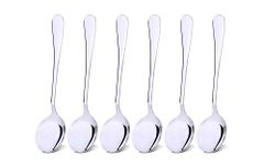 Qinglele 304 Stainless Steel Round Soup Spoons Set Of 6, Dinner Spoon, 7.4 inches, 6 Pcs Spoon (6 Pcs, 1)