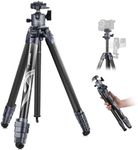 NEEWER LITETRIP LT34 62" Travel Tripod Carbon Fiber with Removable 360° Panorama Head, Center Axis, Fast Flip Buckle, Arca QR Plate Compatible with Peak Design Capture V3, Max Load 22lb/10kg