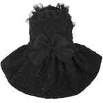 Kuoser Dog Dresses for Christmas Wedding Birthday Party, Small Medium Dogs Dress Puppy Costume with Bow-Knot, Cute Pet Clothes Doggie Apparel, Black X-Small