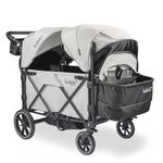 Larktale Caravan Quad, Avalon Gray - Foldable Stroller/Wagon for Kids & Babies - Seats up to Four Passengers - 214 lbs Total Weight Capacity - Dual Sun Canopies, Adjustable Handlebar - 2024 Version