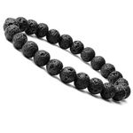 Divinity Crystals Natural Real Pure Crystal Certified 8 mm Bracelet for Men and Women for Good Luck, Love, Abundance, Healing and Meditation (Natural Lava Bracelet)