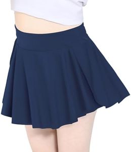 Hvididan Skort Girls, Athletic Skirts for Tennis Golf, Butterfly Flowy Shorts for Kids, Shorts with Pocket, Navy Blue, 9-10 Years