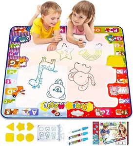 KIZZYEA Educational Toy for 2 3 4 5 Years Old Kids, Water Doodle Mat, Kids Large Coloring Mat with Neon Colors, Christmas Birthday Gifts for Toddlers, Boys,Girls