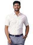 RAMRAJ COTTON Men White Half Sleeves Shirt(White;44)