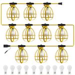 LEDIARY 100FT Construction String Lights, 10 Bulbs 100W 10500LM String Work Lights with 10 Medium Base Sockets, Linkable Jobsite Lights, Weatherproof Temporary Lighting Indoor&Outdoor- UL Listed