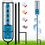 JMBay Rain Gauge Outdoor, Accurate rain gauges Outdoors Best Rated, Tall rain Gauge for Yard with Stake, Decorative rain Measure Gauge for Garden, Deck, Lawn with Large Numbers, Adjustable Height