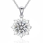 BLIVSTAR Moissanite Necklaces for Women 925 Sterling Silver Necklace with Moissanite Diamond 18K Plated Pendant Dainty Jewelry Gift for Women Men Mom Girls (Sunflower Silver)