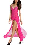 Xs and Os Women's Net Self Design Maxi Length Babydoll Lingerie (LG_X2_LACE-C_PV_Rose_Free Size)