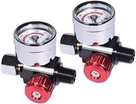 Dynastus 2 PCS 1/4"-NPT Air Pressure Regulator Kit, Red, Air Adjusting Valve Regulator with Gauge for Spray Guns and Pnuematic Tools