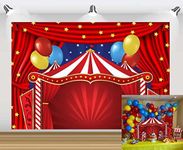 Circus Theme Party Backdrop Carnival Carousel Red Tent Baby Shower Birthday Photography Background (8X6FT)