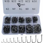 Drasry Fishing Hooks Set High Carbon Steel Jig Bait Sharp Fish Hook for Saltwater Freshwater ((5 to14) Black Small Fishing Hooks 500PCS)