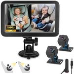 eSynic 1080P HD Dual Baby Car Camera 7'' Split Screen Double Baby Monitor Child Mirror Rear Facing for Car Back Seat with Night Vision| 360° Rotatable Camera|150° Wide Angle for 2 Baby Kids Twins Pets