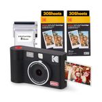 KODAK Mini Shot 2 ERA 4PASS 2-in-1 Instant Camera and Photo Printer (2.1x3.4 inches), Initial 8 Sheets + 60 Sheet Pack Bundle, Black