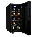 Koolatron 10 Bottle Wine Cooler, Black, Thermoelectric Wine Fridge, 1 cu. ft. Freestanding Wine Cellar, Red, White and Sparkling Wine Storage for Small Kitchen, Apartment, Condo, RV