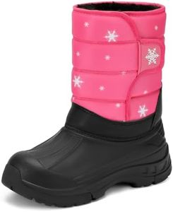 koppu Kids Snow Boots for Boys Girls Water-Resistant Mid Calf Winter Boots with Faux Fur Lining Hook and Loop Closure Anti-Slip Lightweight EVA Midsole (Toddler/Little Kids/Big Kids)(Big 1) Pink