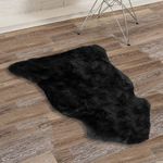 Natural Sheepskin Rug with Thick and Lush 2.5 Inch Pile | Hypoallergenic Sheep Fur Rug with Anti-Skid Back | 2 x 3 ft Small Sheepskin Wool Area Rugs, Black