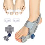 Bunion Corrector for Women Men, Adjustable Orthopedic Bunions Correction，Toe Separator for Big Toe Relief Bunion Splints Hammer Toe Straightener with Silicone Pad Comfortable Effective（Grey）