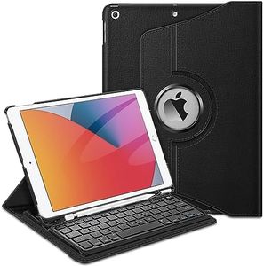 Fintie Keyboard Case for iPad 9th / 8th / 7th Generation (2021/2020/2019 Model) 10.2 Inch, 360 Degree Rotating Smart Stand Cover w/Pencil Holder, Built-in Wireless Bluetooth Keyboard, Black