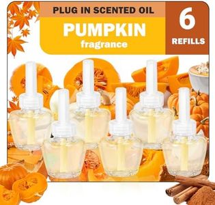 Plug in Air Freshener Refills for Home, Pumpkin Scented Oil, Long Lasting Fall Fragrance, 6 Count, 3.96 Fl Oz Compatible with Glade, Compatible with Air Wick – Ideal for Bedroom, Bathroom, Office