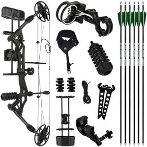 MILAEM Archery Compound Bow Set Hunting Bow 30-60lbs Adjustable with Carbon Arrows and Bow Accessories Bow for Adult Outdoor Shooting Right Handed