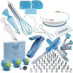 EKRON 136 Pcs Cake Decorating Kit with Rotating Turntable,Icing Nozzles, Piping Bags, Spatulas, Whisk, Cupcake Molds & Baking Tools | Complete Cake Decoration Set for Beginners & Professionals CH-100
