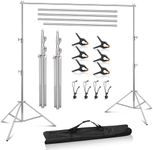 MSKIRA 9.2 x 10 Ft Stainless Steel Backdrop Stand Heavy Duty Adjustable Background Stand Backdrop Support Stand System kit with Clamps, Carry Bag for Photography, Parties, or Weddings