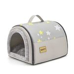 Jiupety Cozy Small Pet Dog House, 2 in 1 Puppy House, S Size for ​Cat and Puppy, Warm Cave Sleeping Nest for Cats and Dogs, Grey