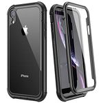 WE LOVE CASE iphone XR Case, Built-in Screen Protector Real 360 Protection Full Body Slim Fit Rugged Clear Bumper Case Shockproof Dustproof Protective Phone Case for iphone XR (Black) - 6.1 inches