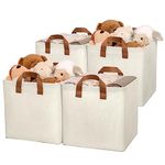 GRANNY SAYS Storage Cubes, Pack of 4 Foldable Storage Boxes, Beige Storage Baskets for Shelves, Fabric Storage Cube Boxes with Handles, Kallax Storage Boxes Organising, Cube Storage Boxes 33x33x33 cm