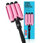 Trademark Beauty Babe Waves 3 Barrel Curling Iron Hair Waver, 1.25 Inch Quick Heat, Adjustable Temperature Hair Curler, Hair Styling Tools, 32mm Jumbo Ceramic Wand, Pink