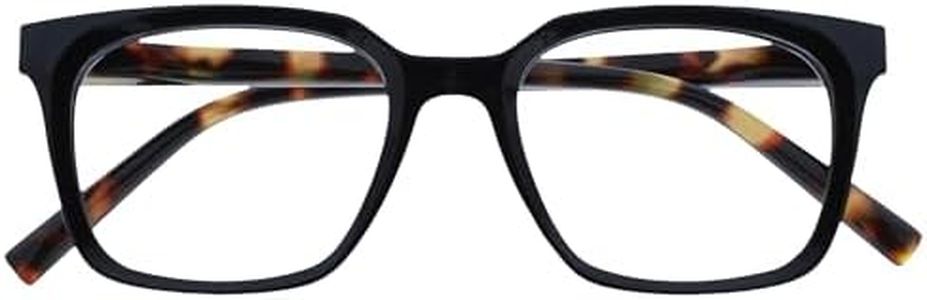 OPULIZE KOI Occhiali da Lettura - Montatura Rettangolare Grande - Nero - Uomo e Donna - Cerniere a Molla - R50-1 - +2.00