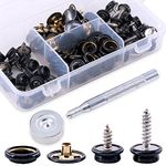 Glarks 120-Pieces Stainless Steel Marine Grade Canvas and Upholstery Boat Cover Snap Button Fastener Kit with 2Pcs Setting Tool (40 Sets) - Black