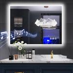 S·BAGNO 32''x24'' LED Bathroom Mirror with Lights, Bathroom Vanity Wall Mirror with Bluetooth Speaker, Anti-Fog, Stepless Dimmable, 3 Colors, Tempered Glass Lighted Vanity Smart Mirror for Bathroom