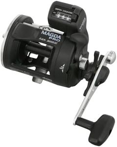 Okuma Magda Pro Line Counter Levelwind Trolling Reel, Small, Black/Silver, MA-20DX