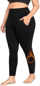 MOREFEEL Plus Size Leggings Fleece Lined with Pockets for Women-XL-4XL Thermal Winter Tummy Control Black Workout Yoga Pants